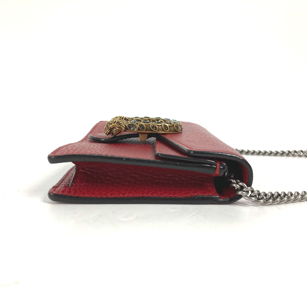 GUCCI Shoulder Bag 476432 leather Red 2WAY Bag Pouch Clutch Bag Dionysus Rhinestone Women
