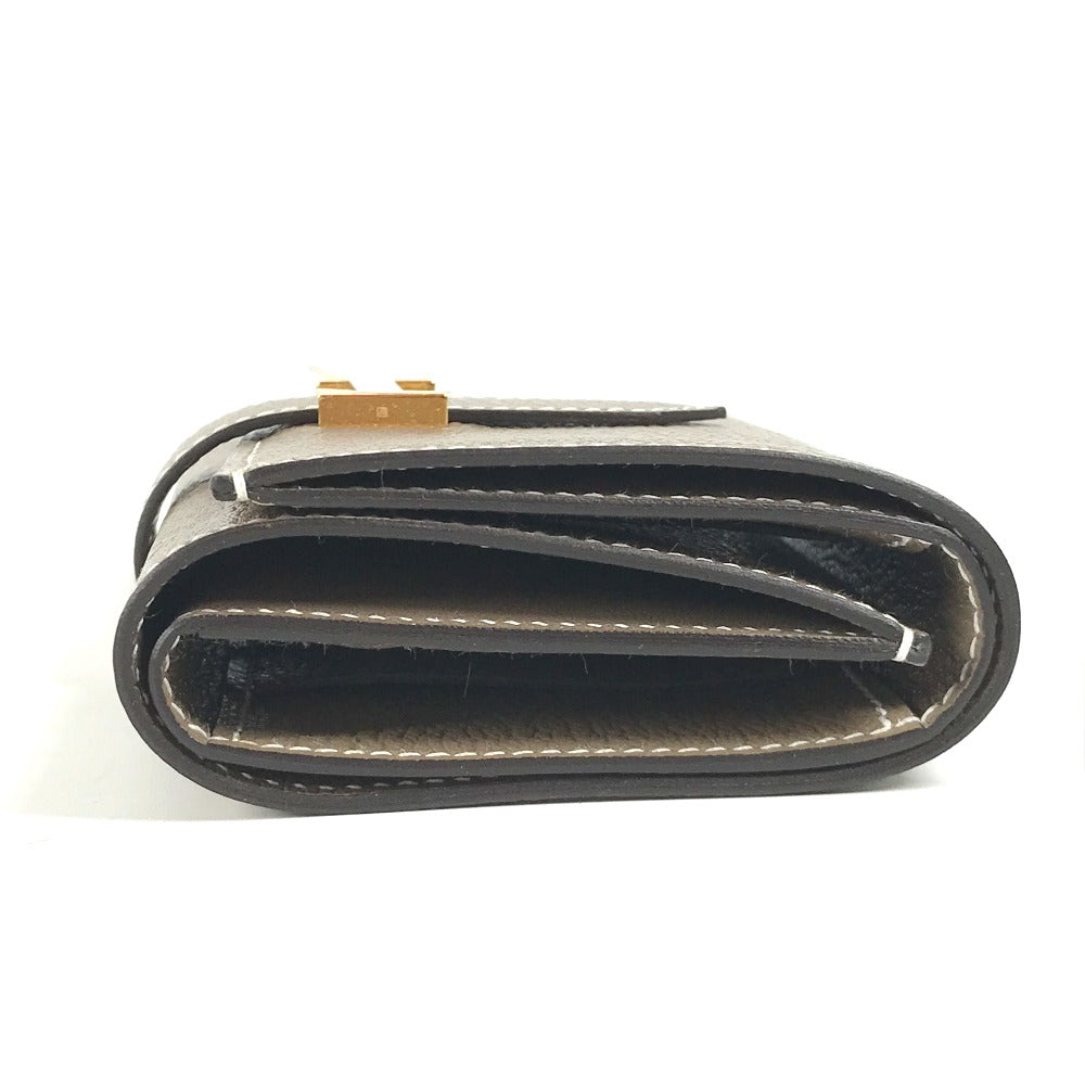HERMES Trifold wallet Shave Gold Metal Bearn combine Women