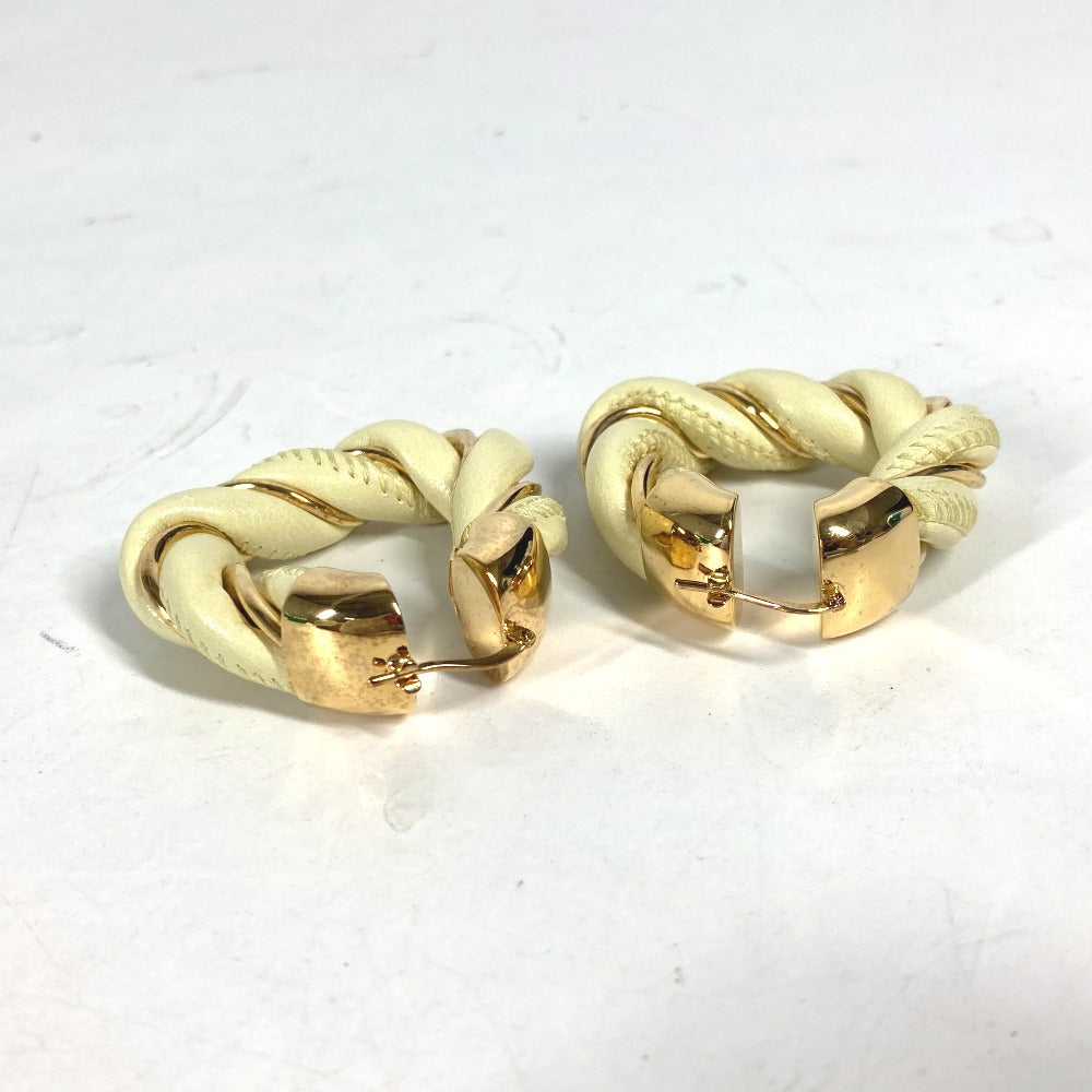 BOTTEGAVENETA Pierce Leather, AG925 Light yellow type Twisted Triangle Hoop Earrings Women