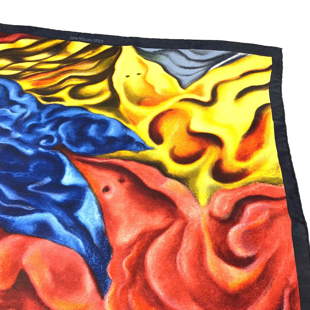 LOUIS VUITTON scarf silk black Sandro Chia unisex(Unisex)