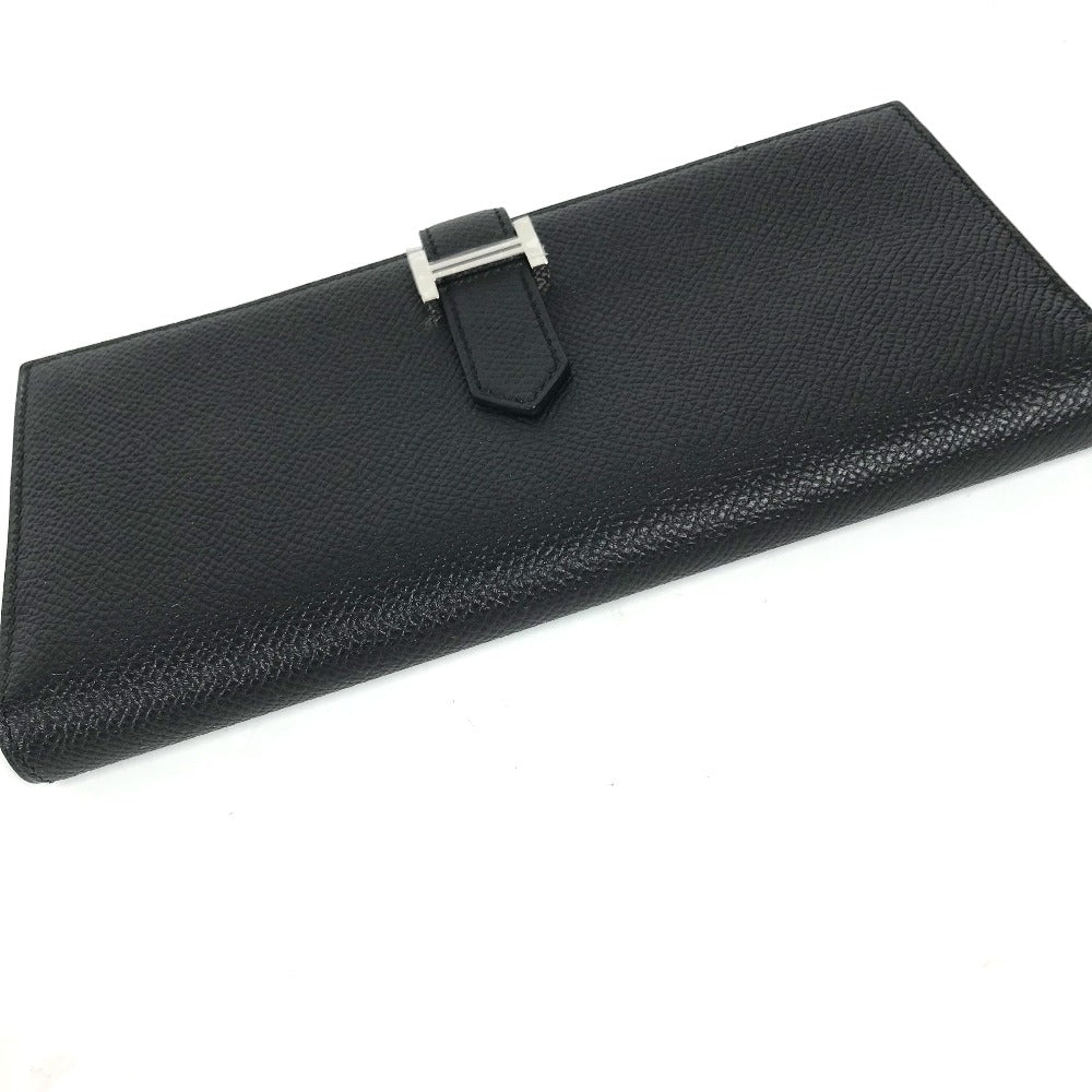 HERMES Long Wallet Purse Epsom black H logo Beansufla unisex(Unisex)