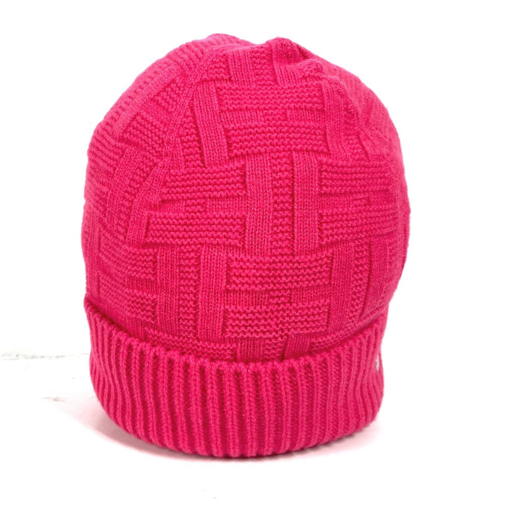 HERMES Knit hat wool pink Serie H logo fragrance Women M