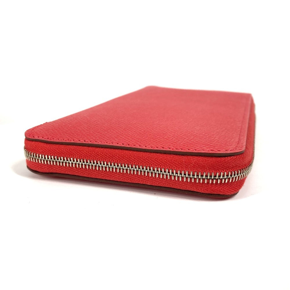 HERMES Long Wallet Purse Epsom Red Azap long silk in unisex(Unisex)