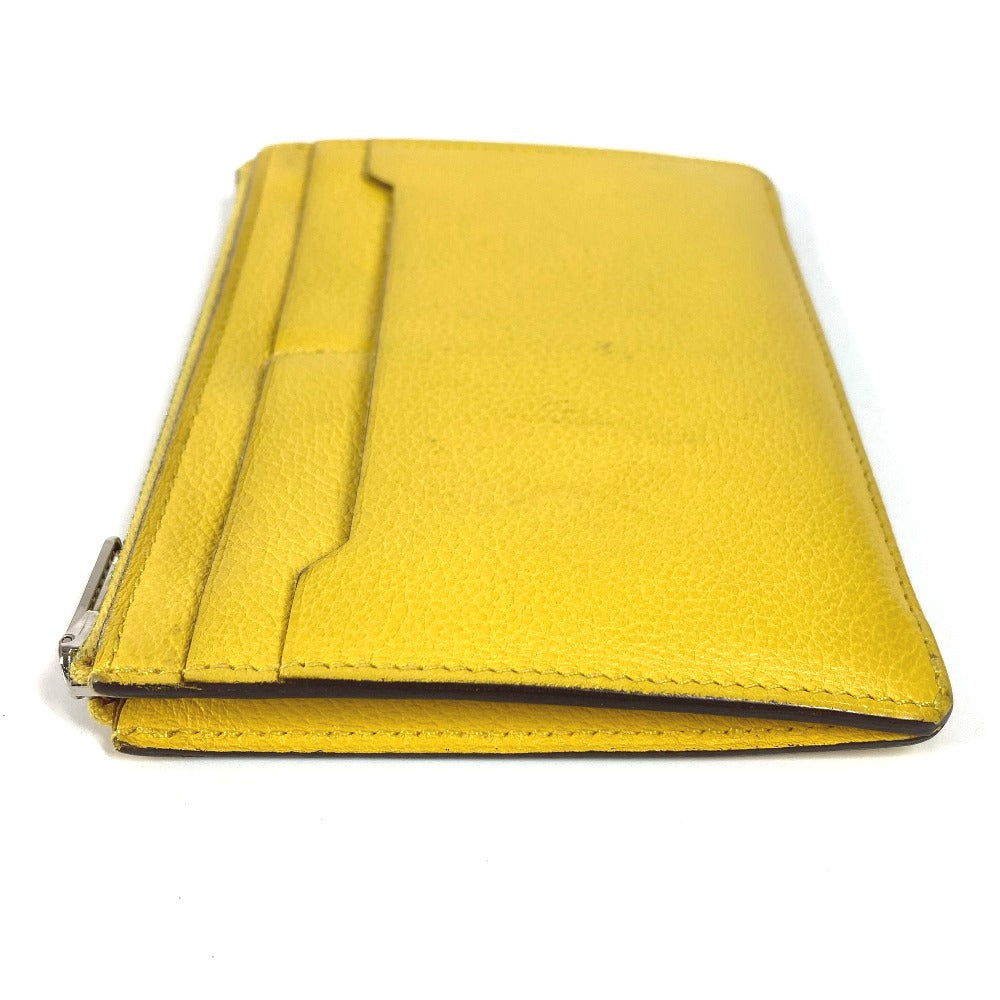 HERMES Coin case Evercolor yellow Card holder Card Case Zip City Women