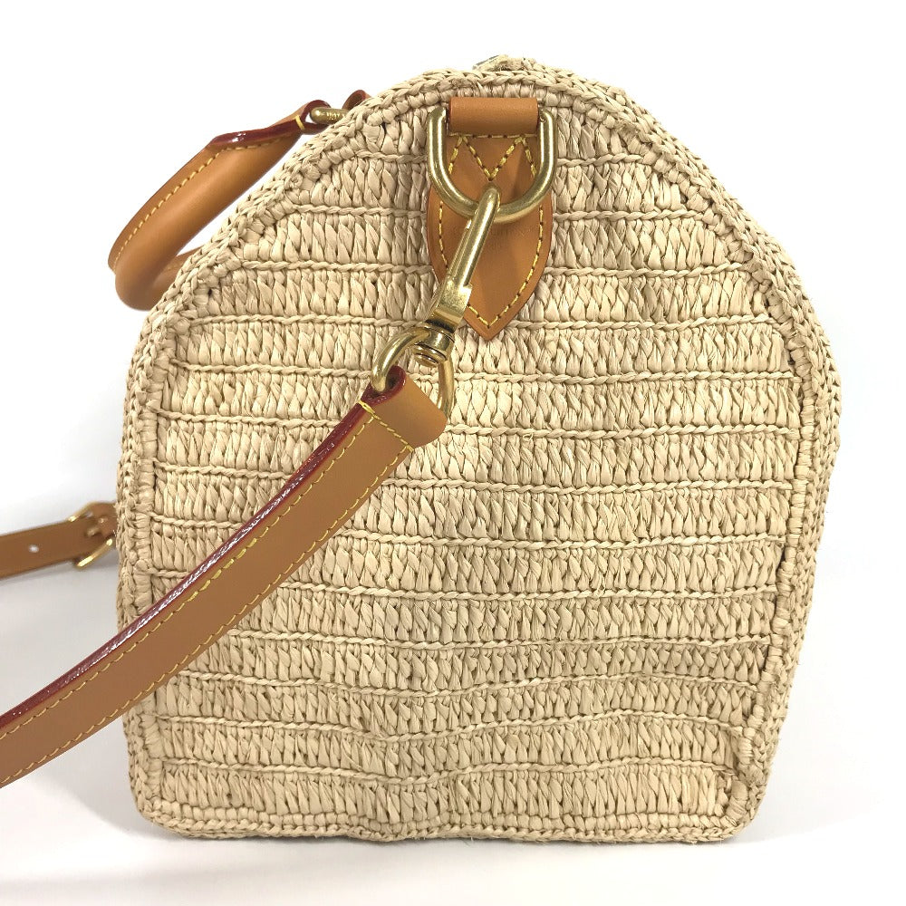 LOUIS VUITTON Handbag M14457 Raffia, Leather beige LV logo Speedy bandouliere 30