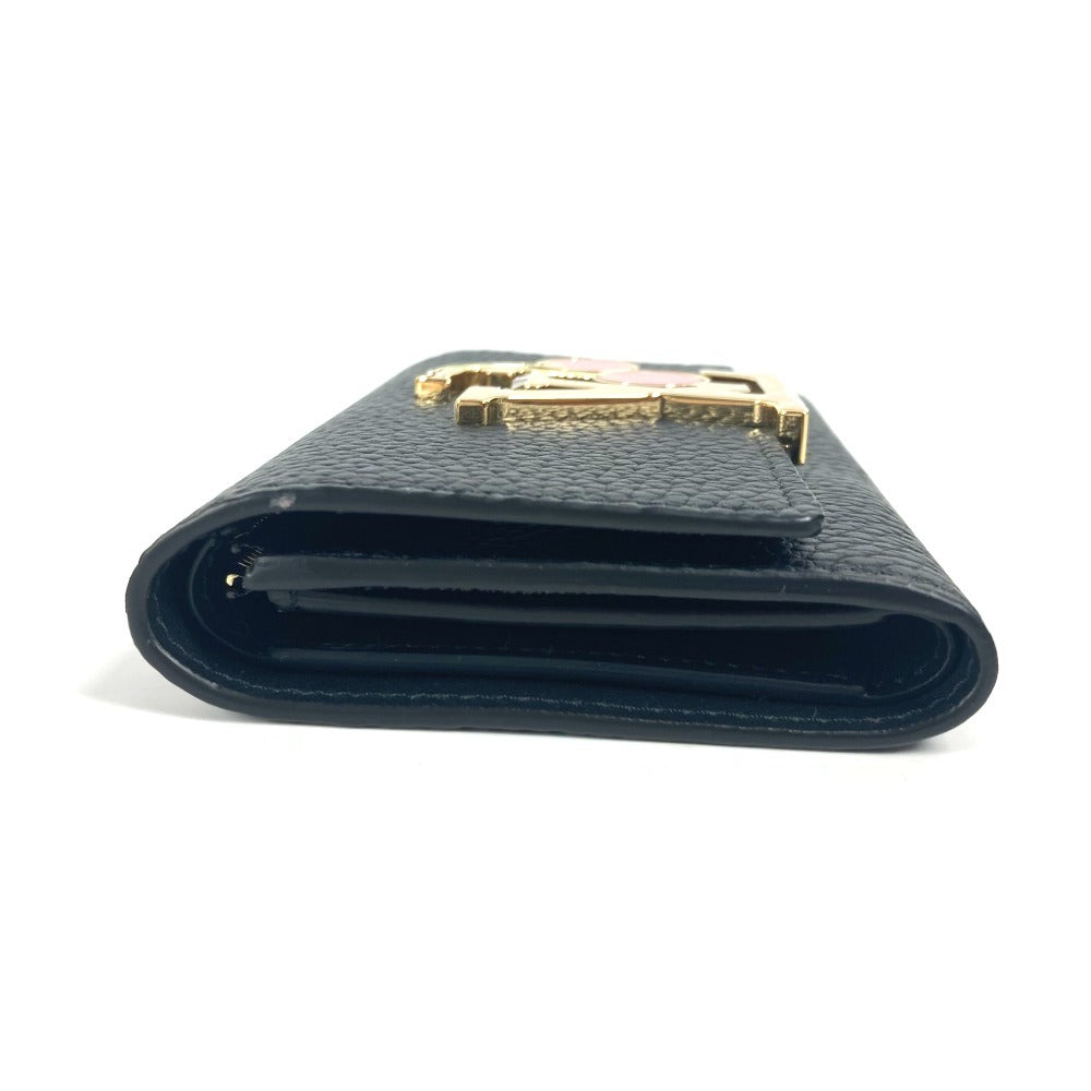 LOUIS VUITTON Trifold wallet M22889 Taurillon Clemence Leather black Takashi Murakami Cherry LV Ã TM Portefeuille Capucines Compact