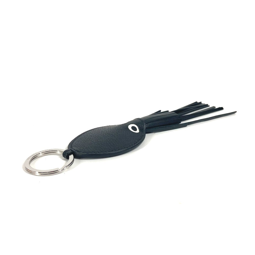 HERMES key ring leather black Poulpe Charm