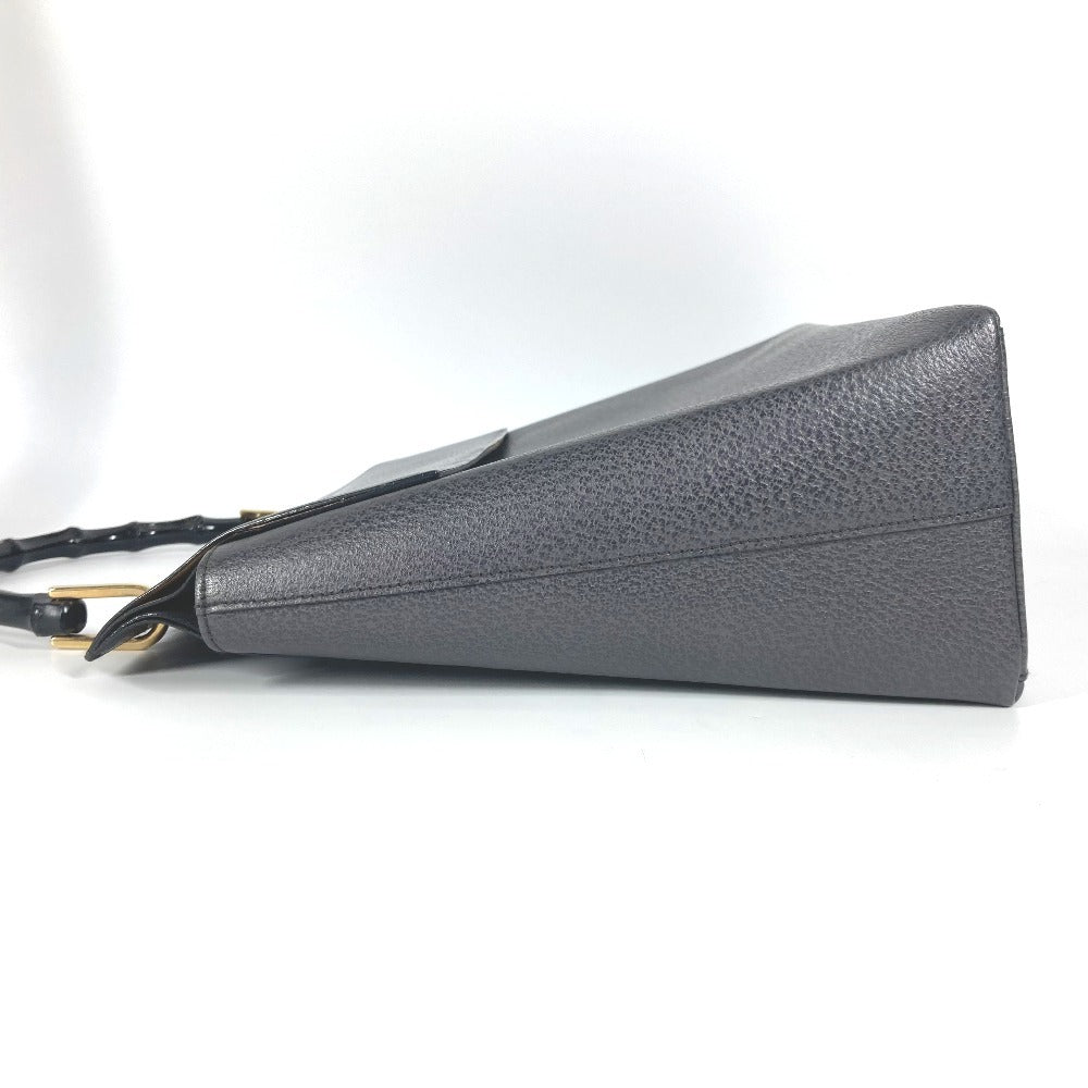 GUCCI Handbag 001ã»1118 leather gray vintage Bamboo