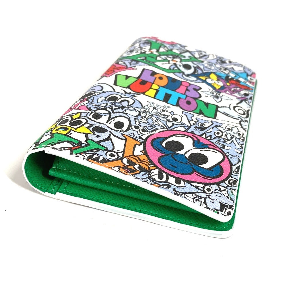 LOUIS VUITTON Long Wallet Purse M82011 leather multicolor Monogram Comics Portofois Brazza NM