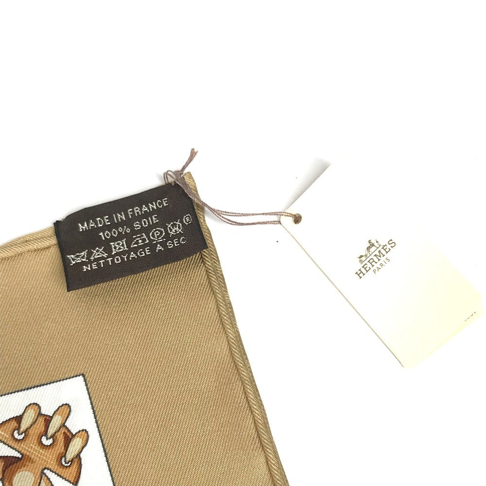HERMES scarf silk beige Carre90 Carre 90
