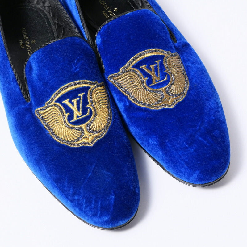 LOUIS VUITTON Slip-on Velor blue mens 7