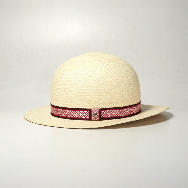 HERMES hat 2932 Material Type: Straw Light beige/Bordeaux Greta Women 58