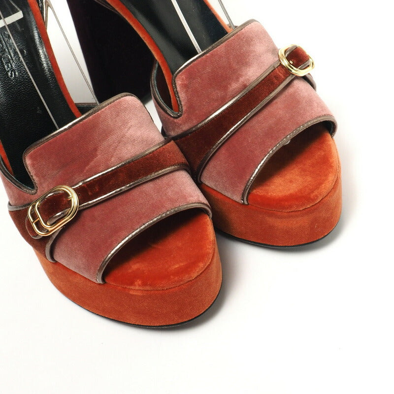 HERMES Sandals 192224Z Velor Orange, pink, brown, purple Women 35.5