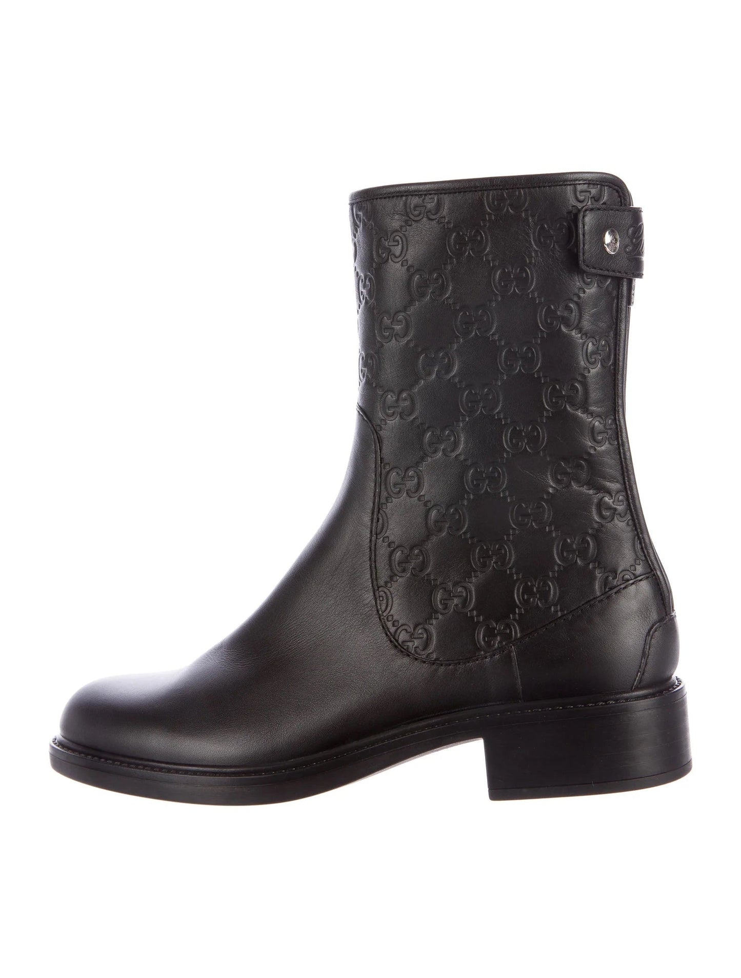 GUCCI GUCCISSIMA MONOGRAM EMBOSSED LEATHER BOOTS