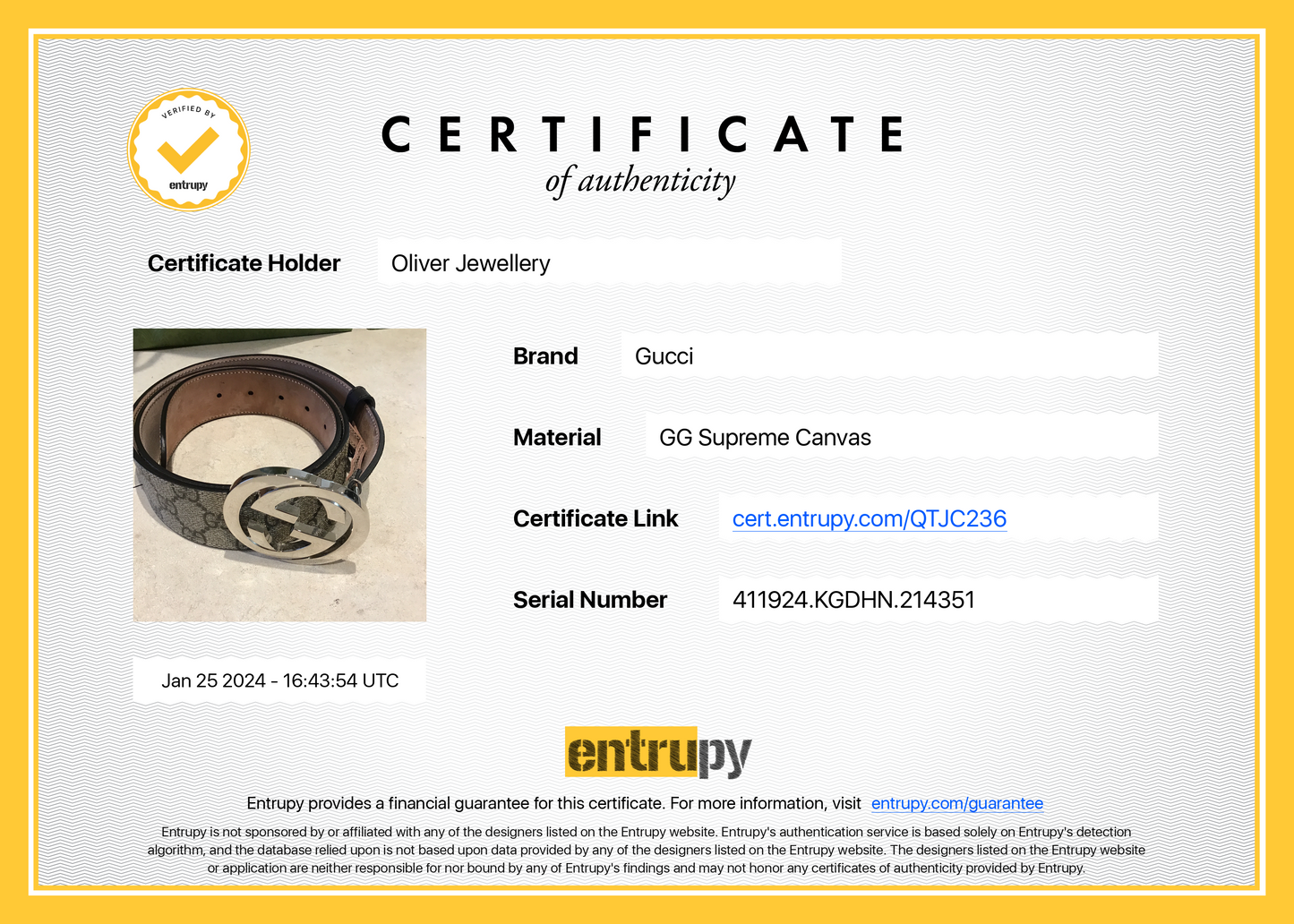 Gucci 2022 GG Supreme Belt with G Buckle