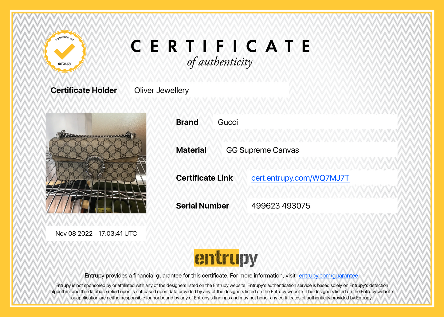 Gucci 2022 GG Supreme Dionysus Small Shoulder Bag