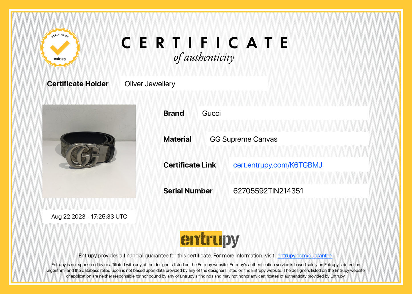 Gucci 2023 GG Supreme Canvas & Black Leather Reversible Marmont Belt