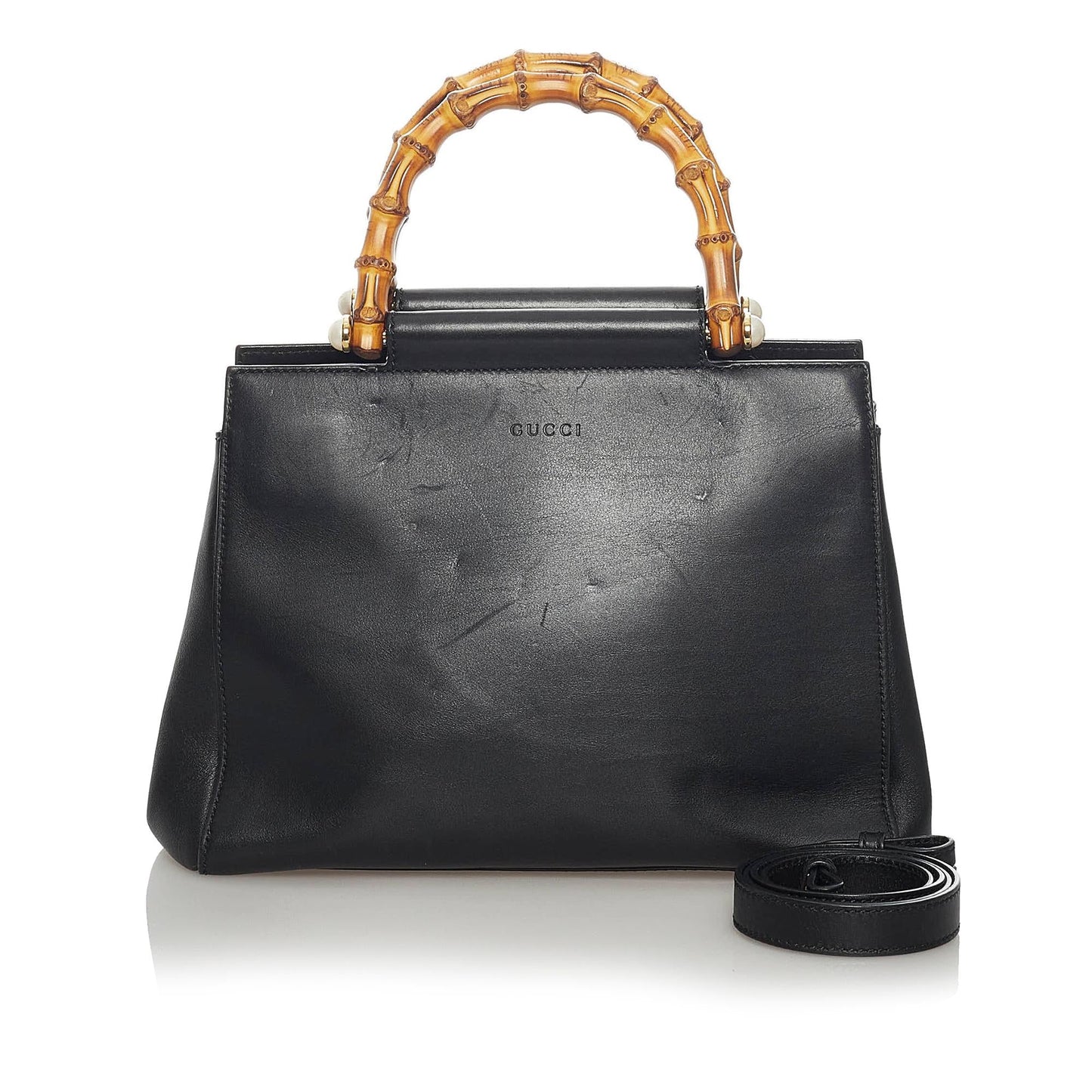 Gucci Bamboo Nymphaea Leather Satchel (SHG-37325)