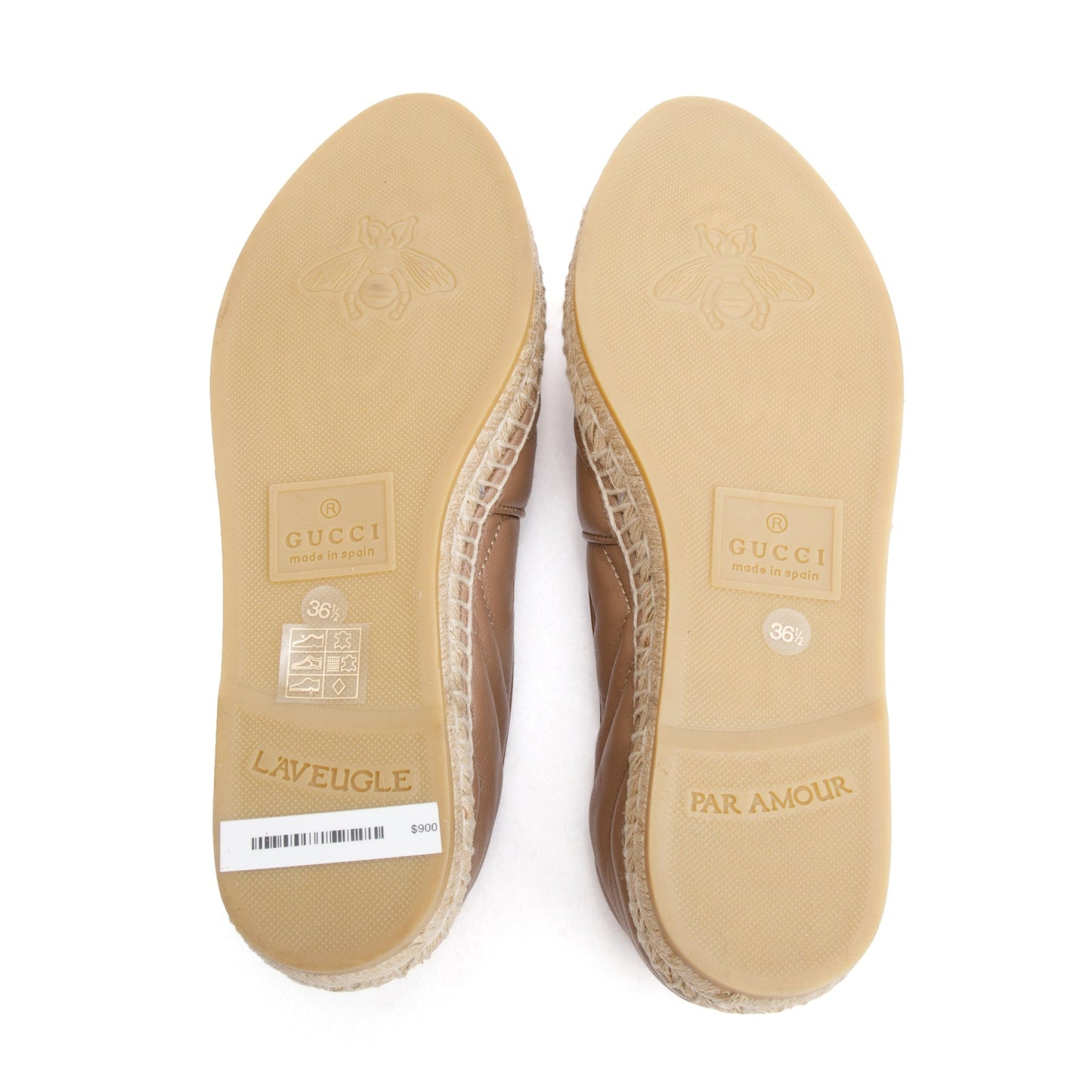 Gucci Beige Matelasse Nappa Leather GG Marmont Espadrille, Size 36.5