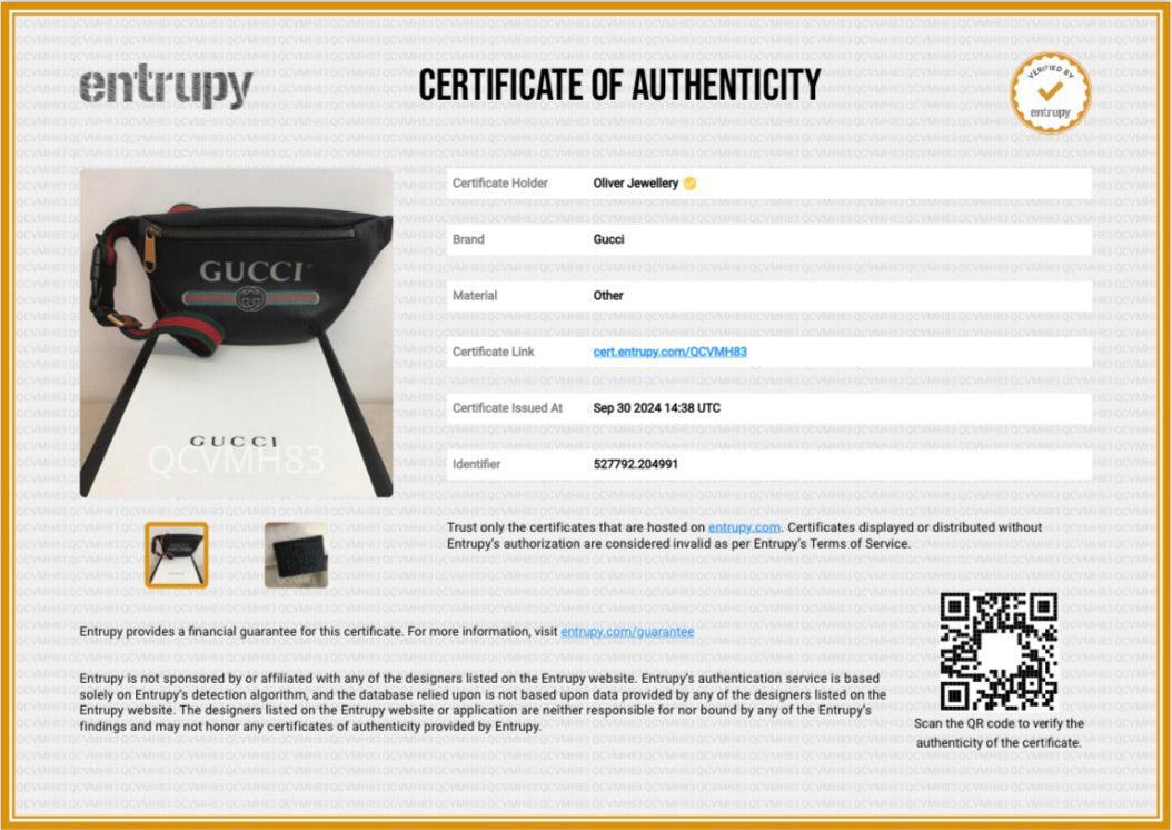 Gucci Black Calfskin Leather Logo Print Small Belt Bag