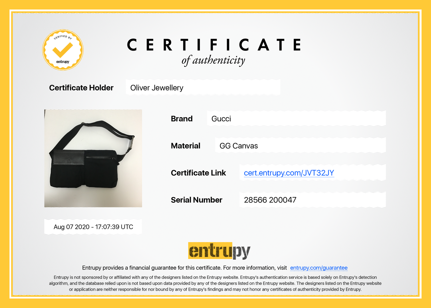Gucci Black GG Canvas Waist Bag