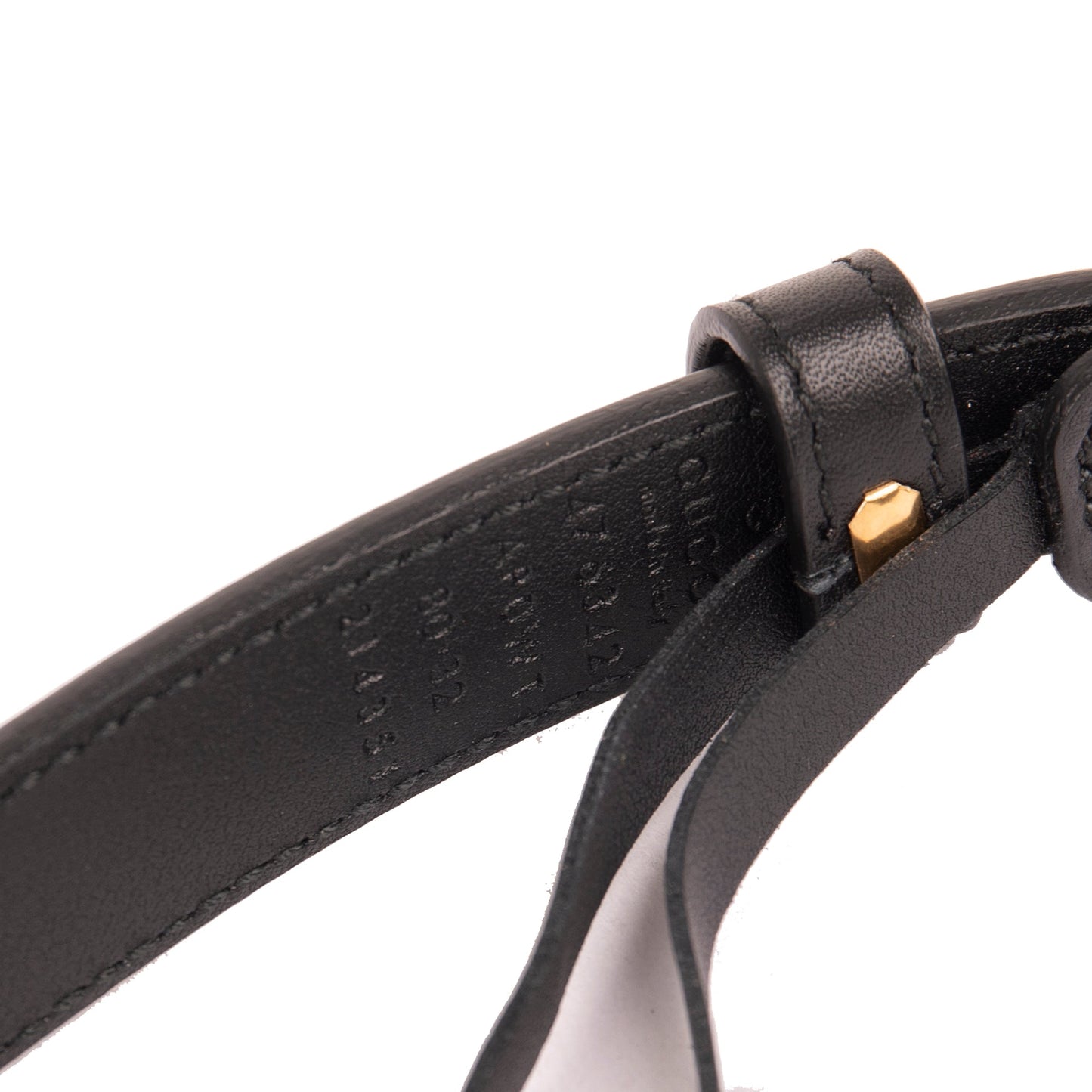 Gucci Black Leather Belt with Pearl Double G Buckle