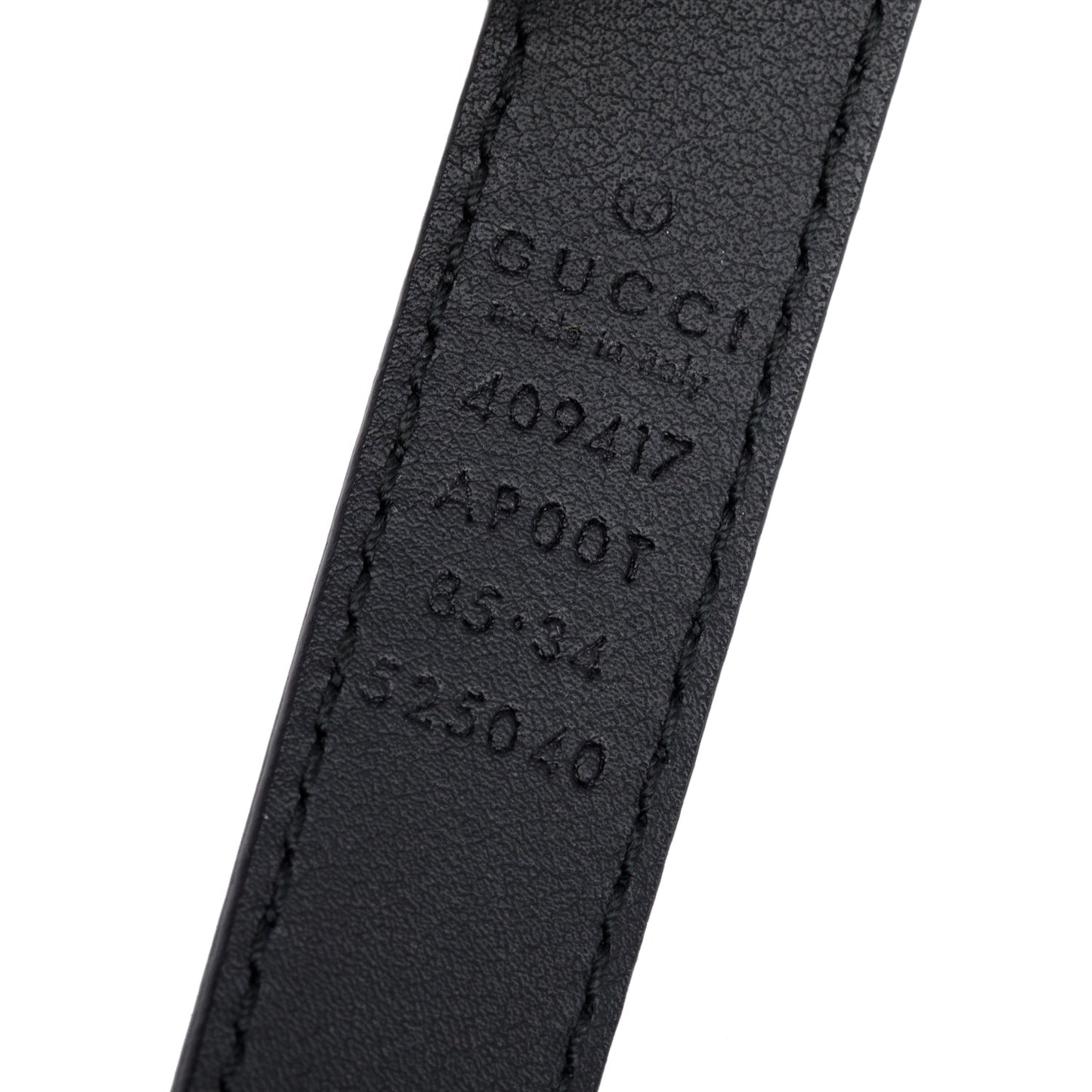 Gucci Black Leather GG Marmont Skinny Belt, 85 34