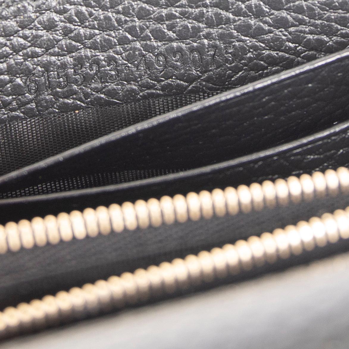 Gucci Black Leather Interlocking G Wallet on Chain