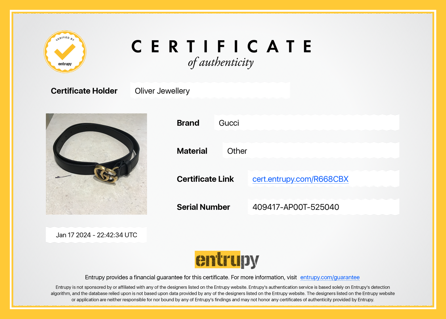 Gucci Black Leather Thin Belt with Double G Buckle, 90 36