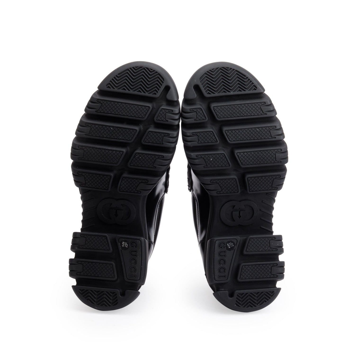 Gucci Black Magnum Calfskin Leather Horsebit Accent Samoa Platform Chunky Loafers, Size 5.5