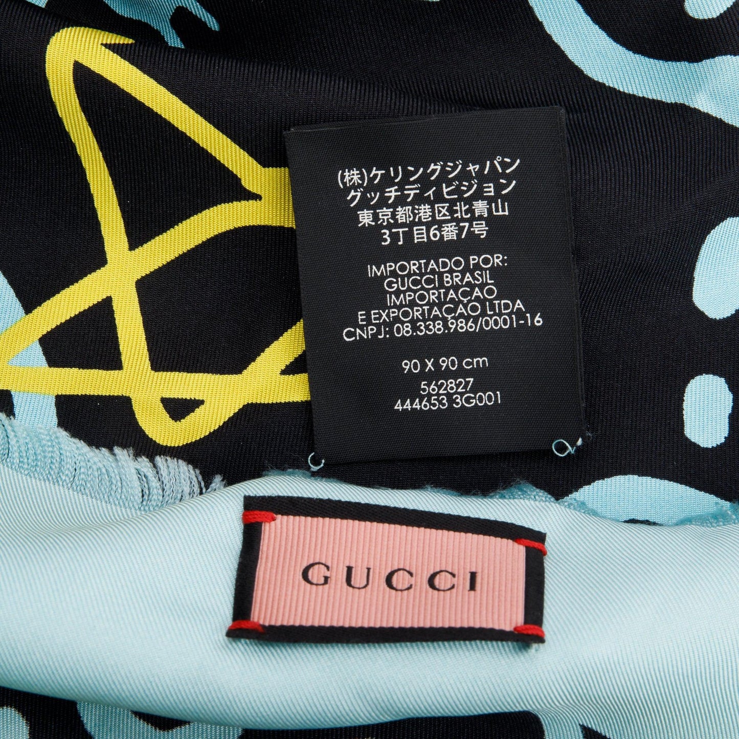 Gucci Black/Blue GG Star GucciGhost Print Silk Scarf