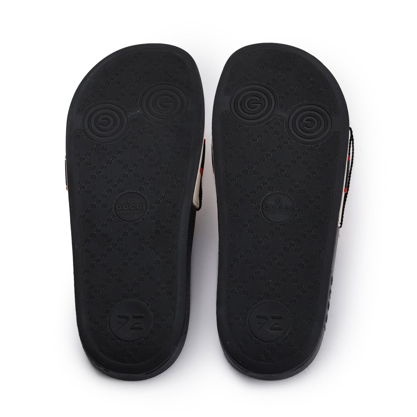 Gucci Black/White Rubber Logo Slides, Size 7.5