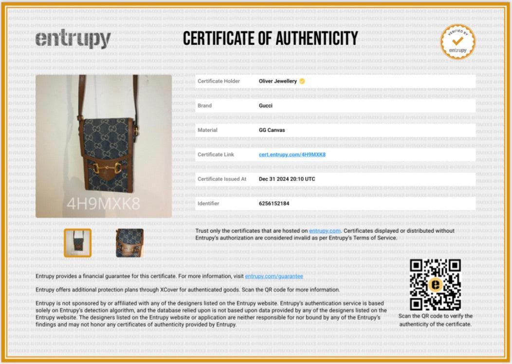 Gucci Blue GG Denim Brown Leather Trim Mini Horsebit 1955 Crossbody Bag