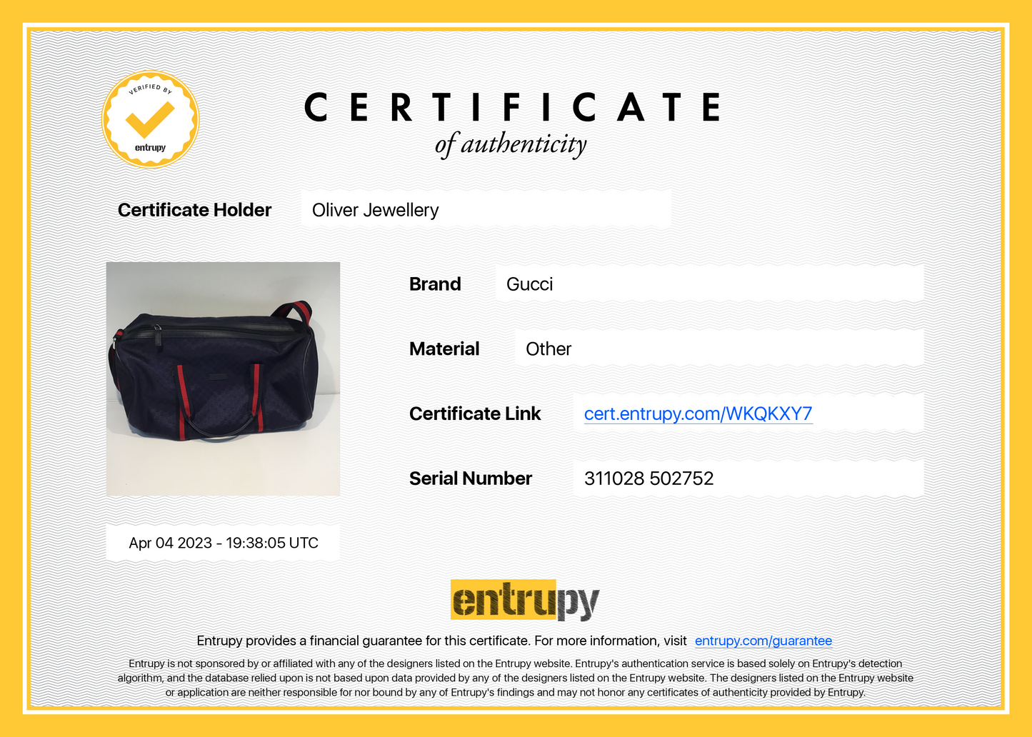 Gucci Blue Microguccissima Nylon Kid's Gym Bag