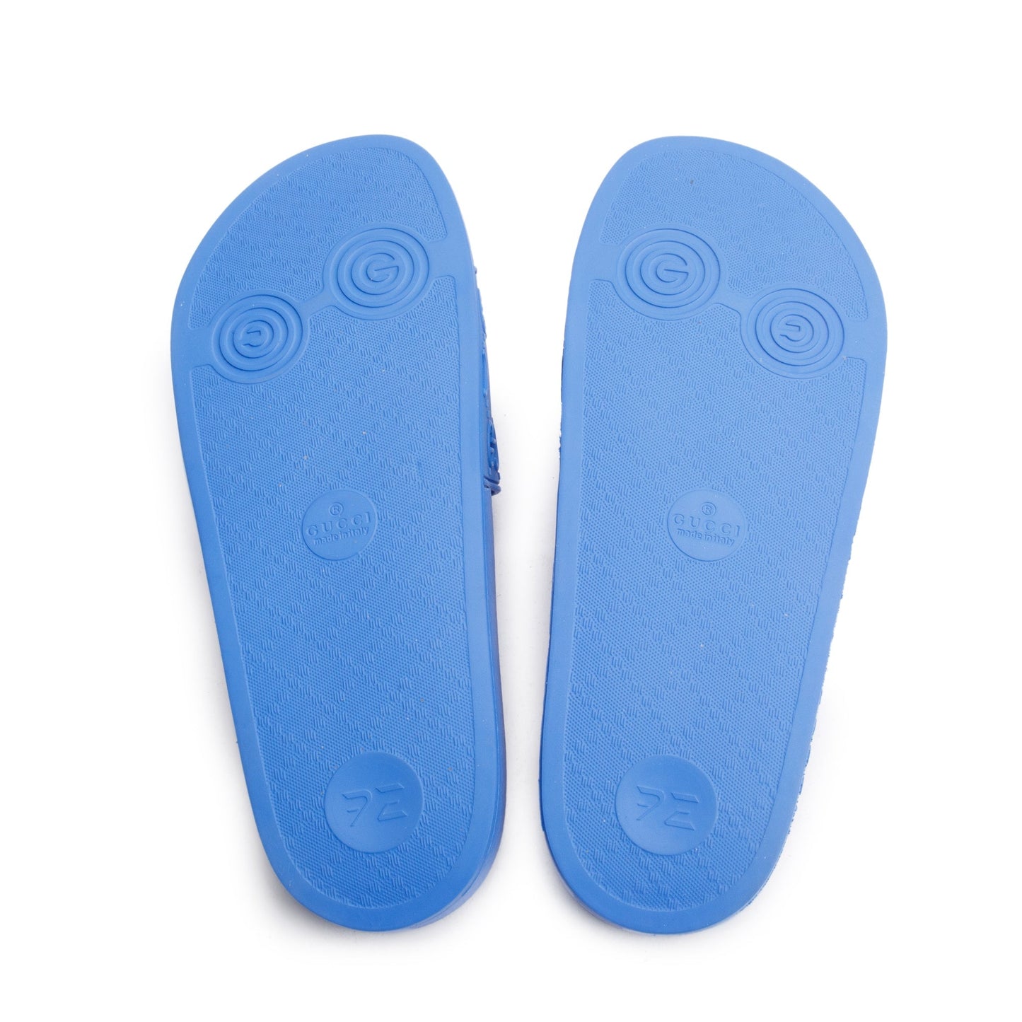 Gucci Blue Rubber GG Cutout Accent Slides, Size 11