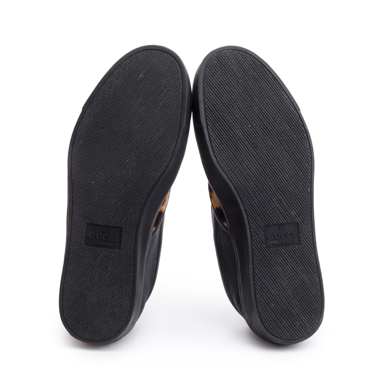 Gucci Brown Pony Hair Leopard Print Slip On Shoes, Size 5.5