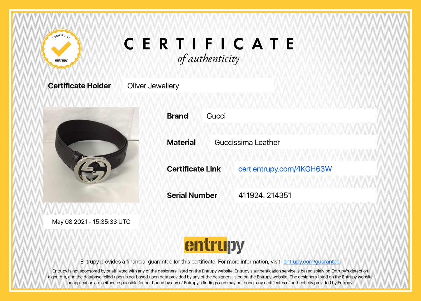 Gucci Brown Signature Leather Belt