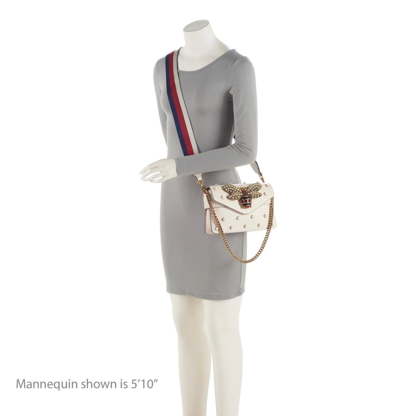 Gucci Calfskin Pearl Bee Broadway Mini Shoulder Bag (SHF-tRht4u)
