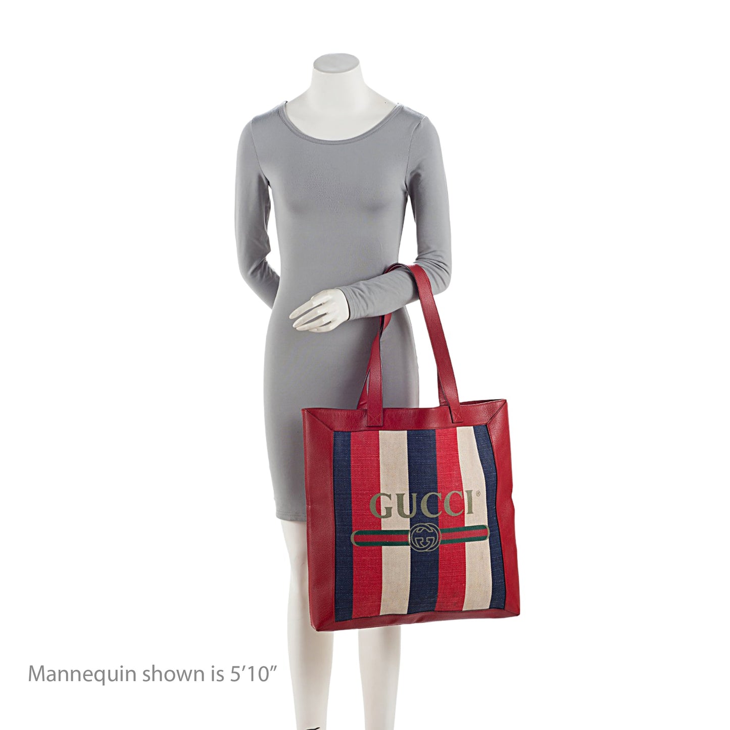 Gucci Canvas Sylvie Striped Logo Tote (SHF-S666dF)