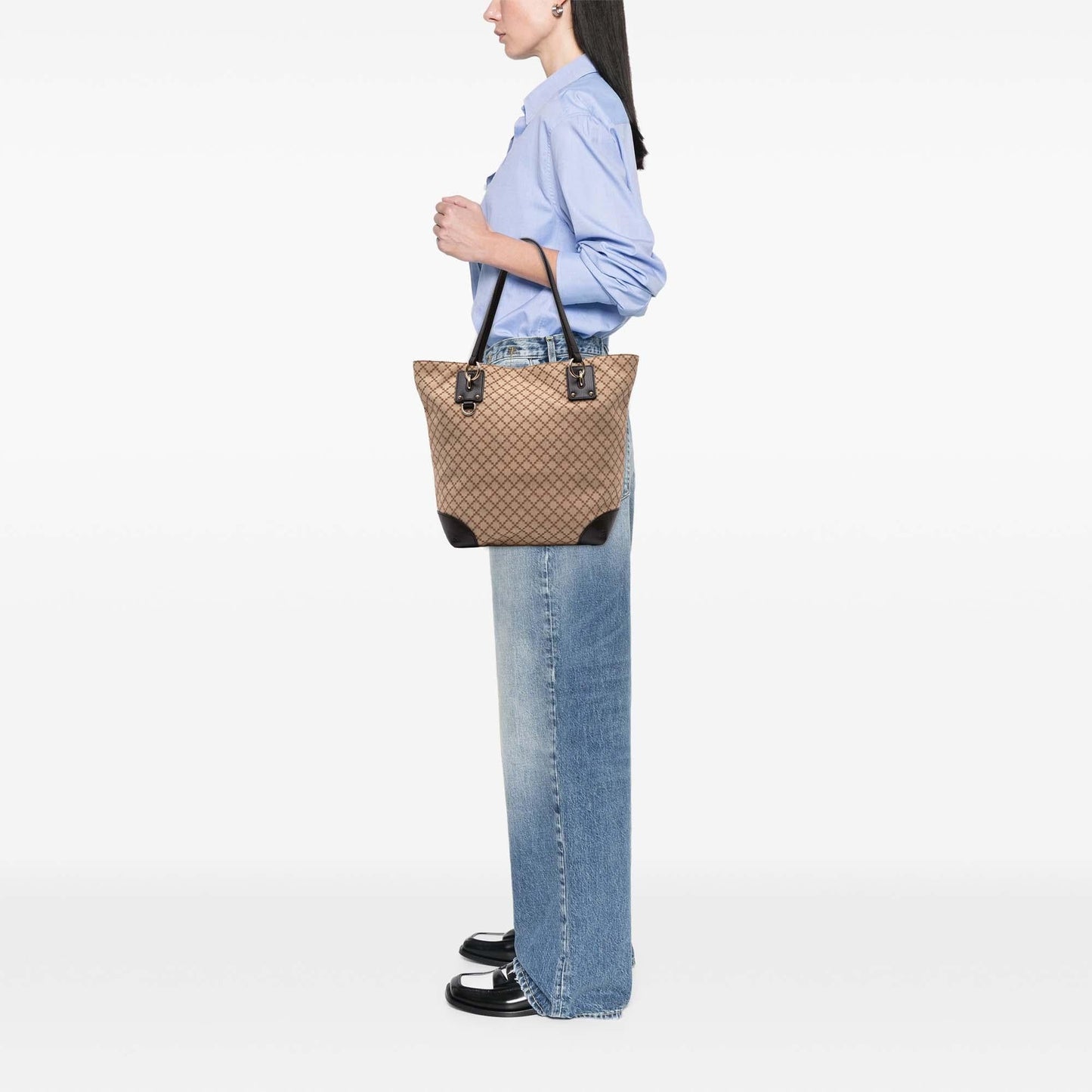Gucci Diamante Canvas Vertical Charm Tote