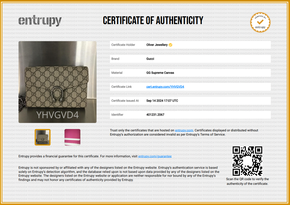 Gucci Dionysus GG Supreme Wallet on Chain