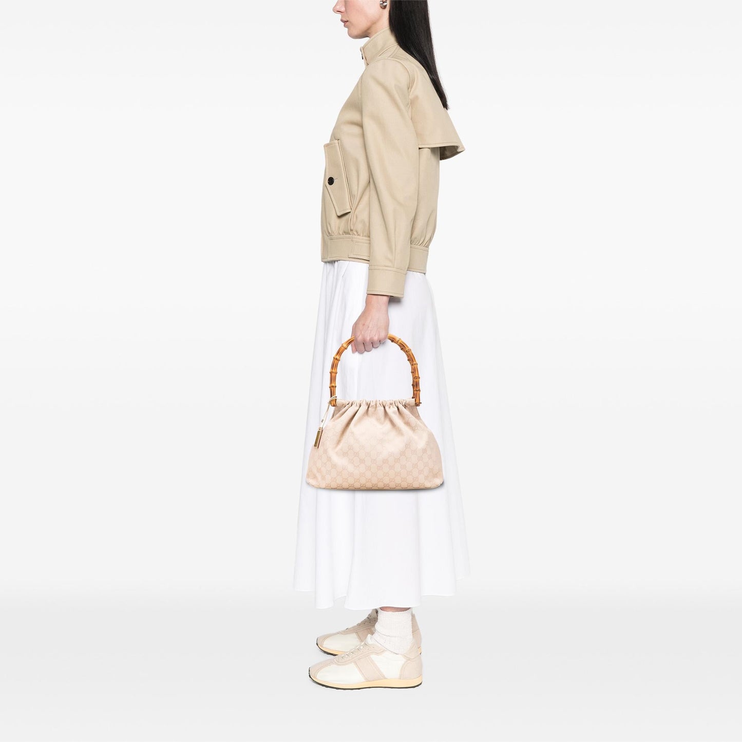 Gucci GG Canvas Bamboo Handbag