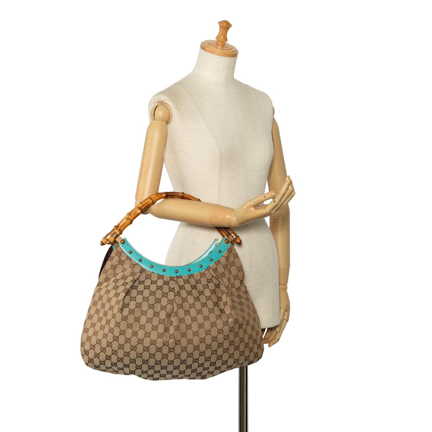 Gucci GG Canvas Bamboo Studded Handbag (SHG-7VMhOz)