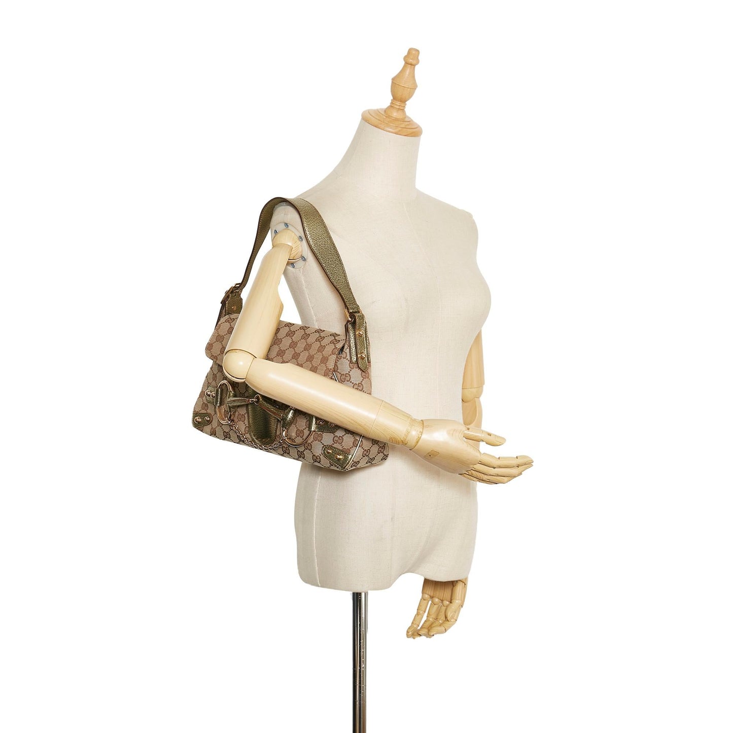 Gucci GG Canvas Horsebit Shoulder Bag (SHG-35618)