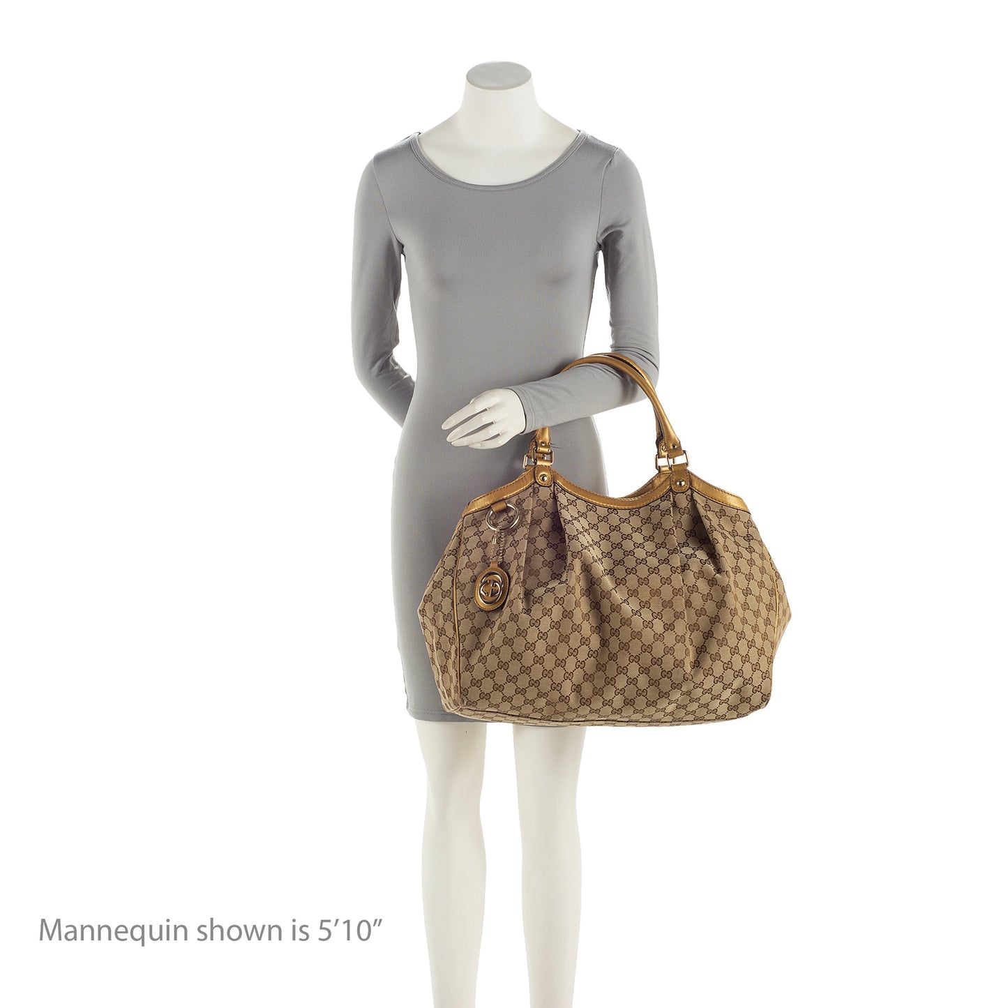 Gucci GG Canvas Metallic Leather Sukey Large Tote (SHF-22504)