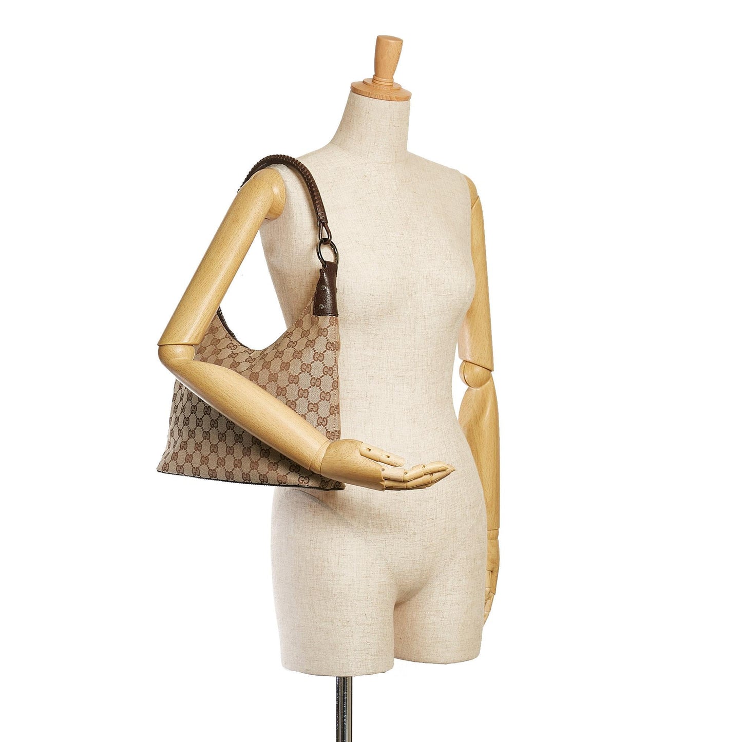 Gucci GG Cavas Ring Handle Zip Shoulder Bag (SHG-34838)