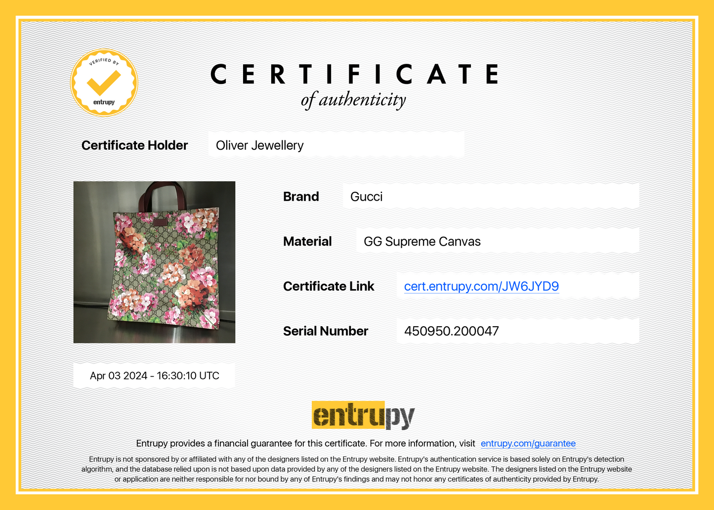 Gucci GG Supreme Blooms Canvas Soft Vertical Tote