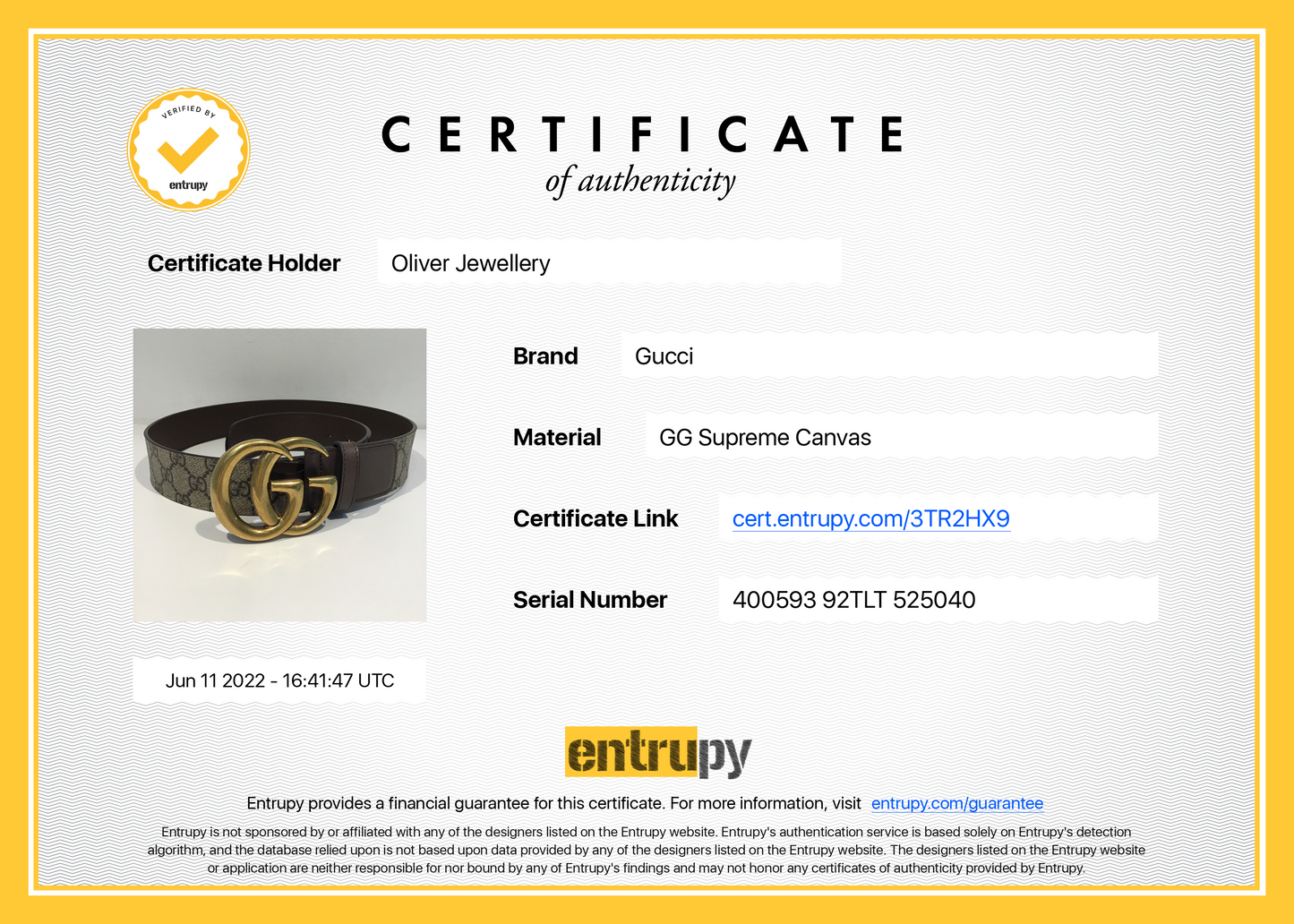 Gucci GG Supreme Canvas Belt with Double G Buckle