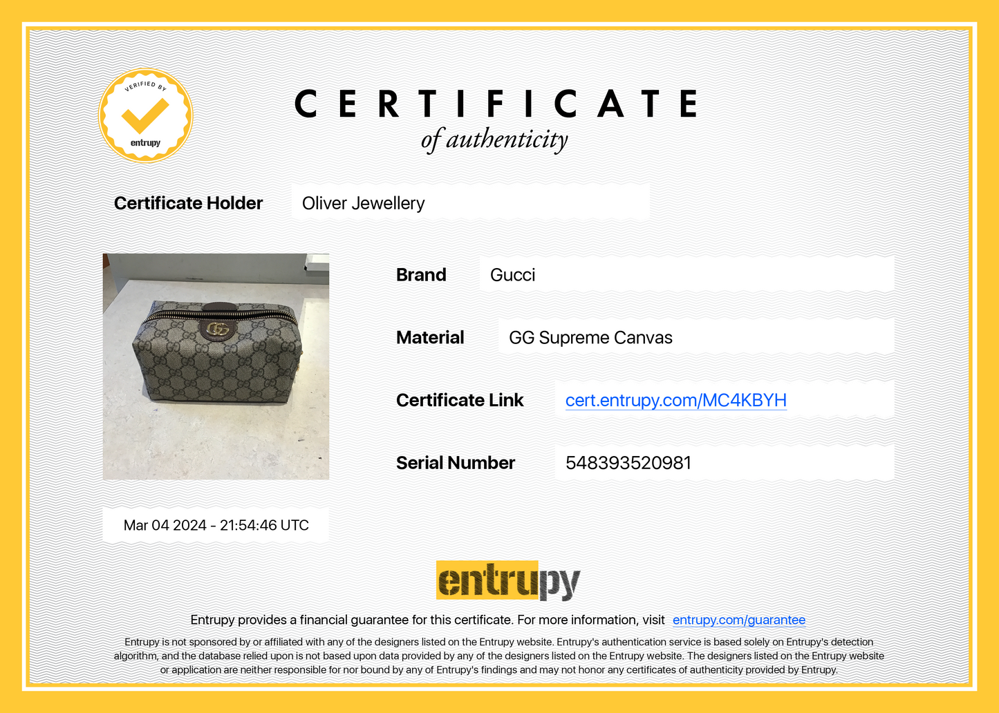 Gucci GG Supreme Canvas Ophidia Cosmetic Case