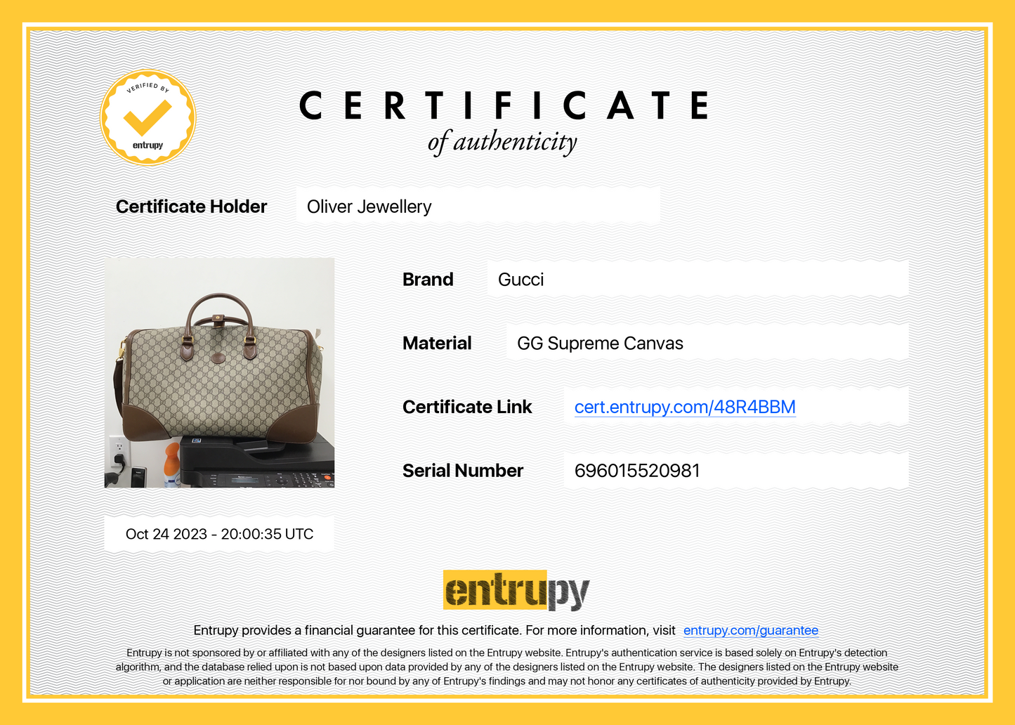 Gucci GG Supreme Interlocking G Duffle Bag